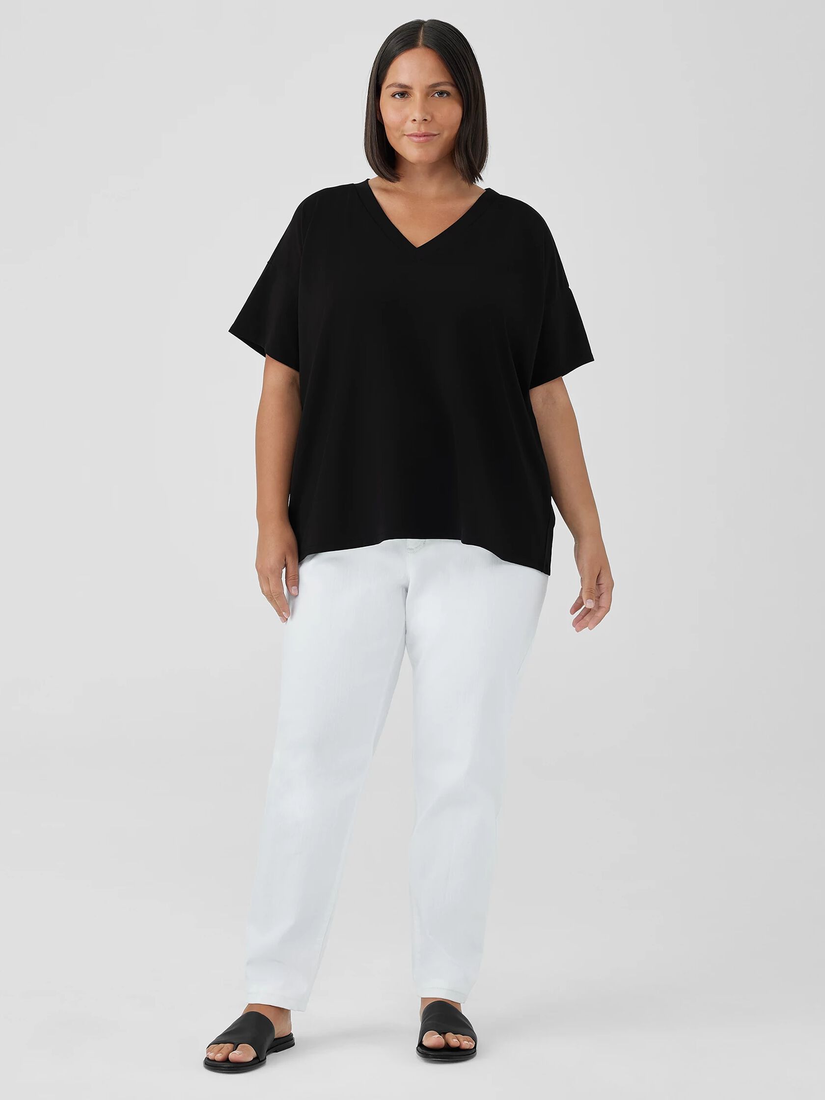 Pima Cotton Stretch Jersey V-Neck Tee