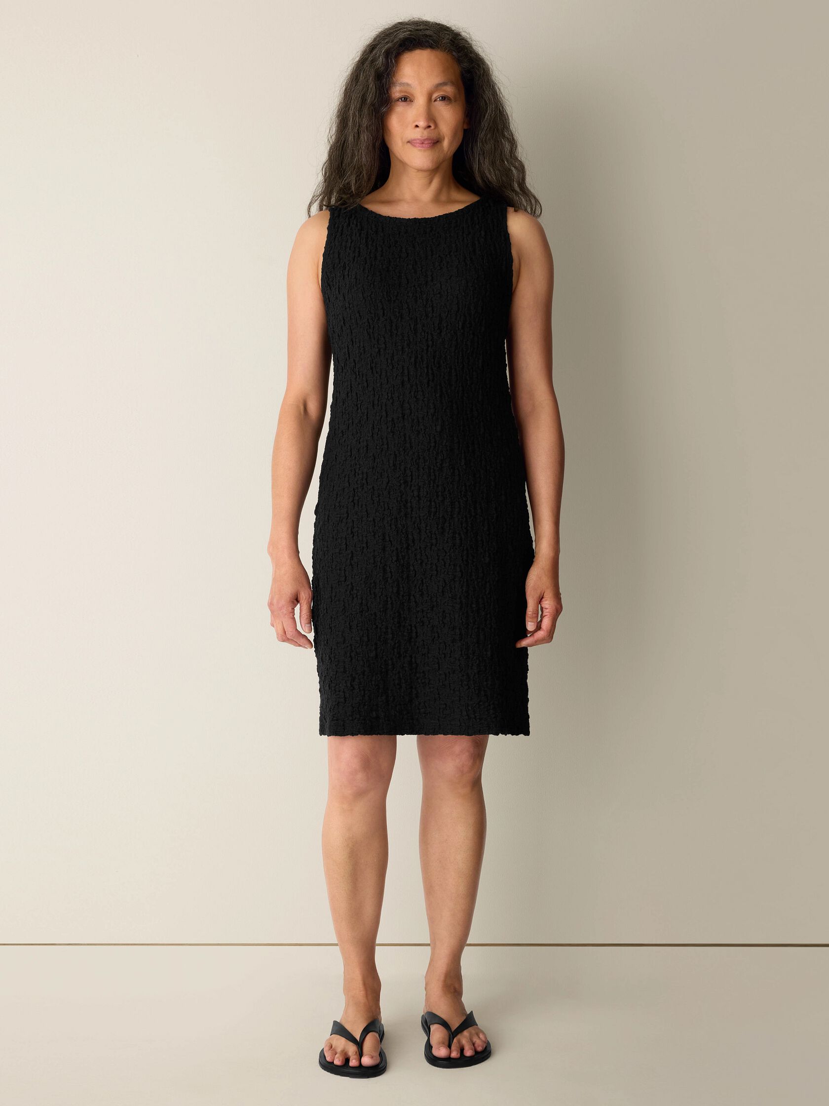 Bubble Jacquard Bateau Neck Dress