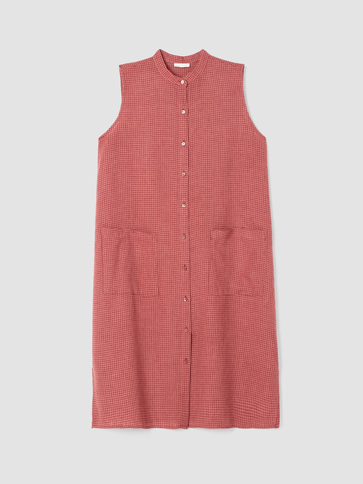 Puckered Organic Linen Sleeveless Dress