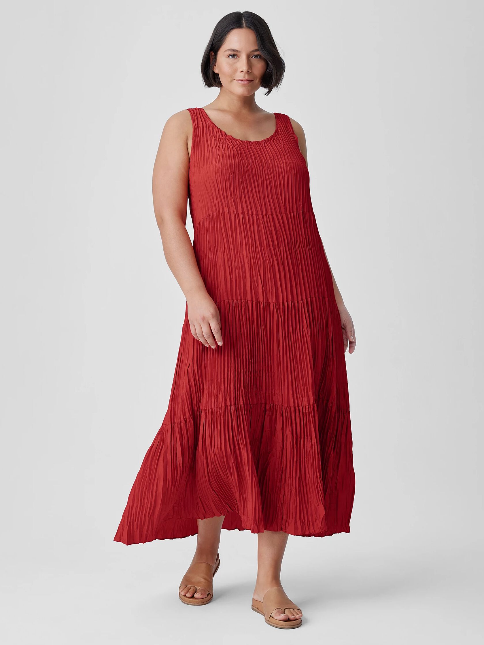 Crushed Silk Tiered Dress