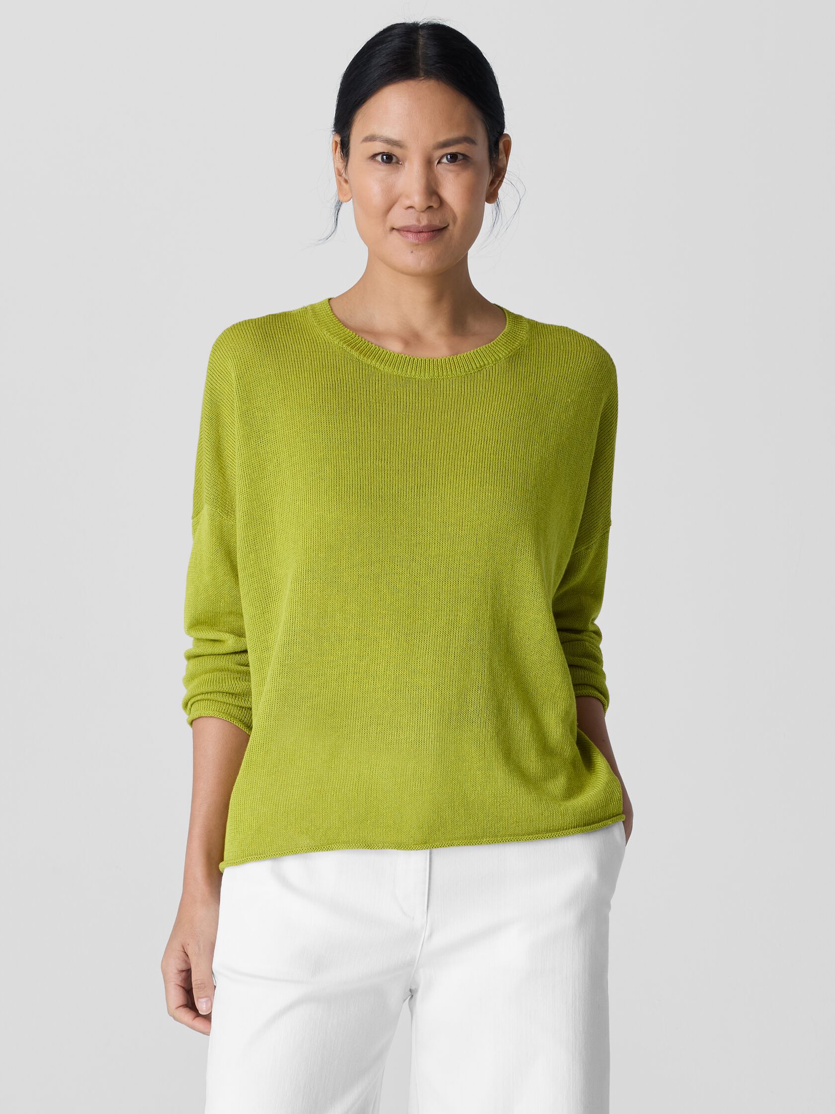 Organic Linen Cotton Cord Crew Neck Top