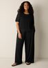 Stretch Jersey Knit Full-Length Wide Pant