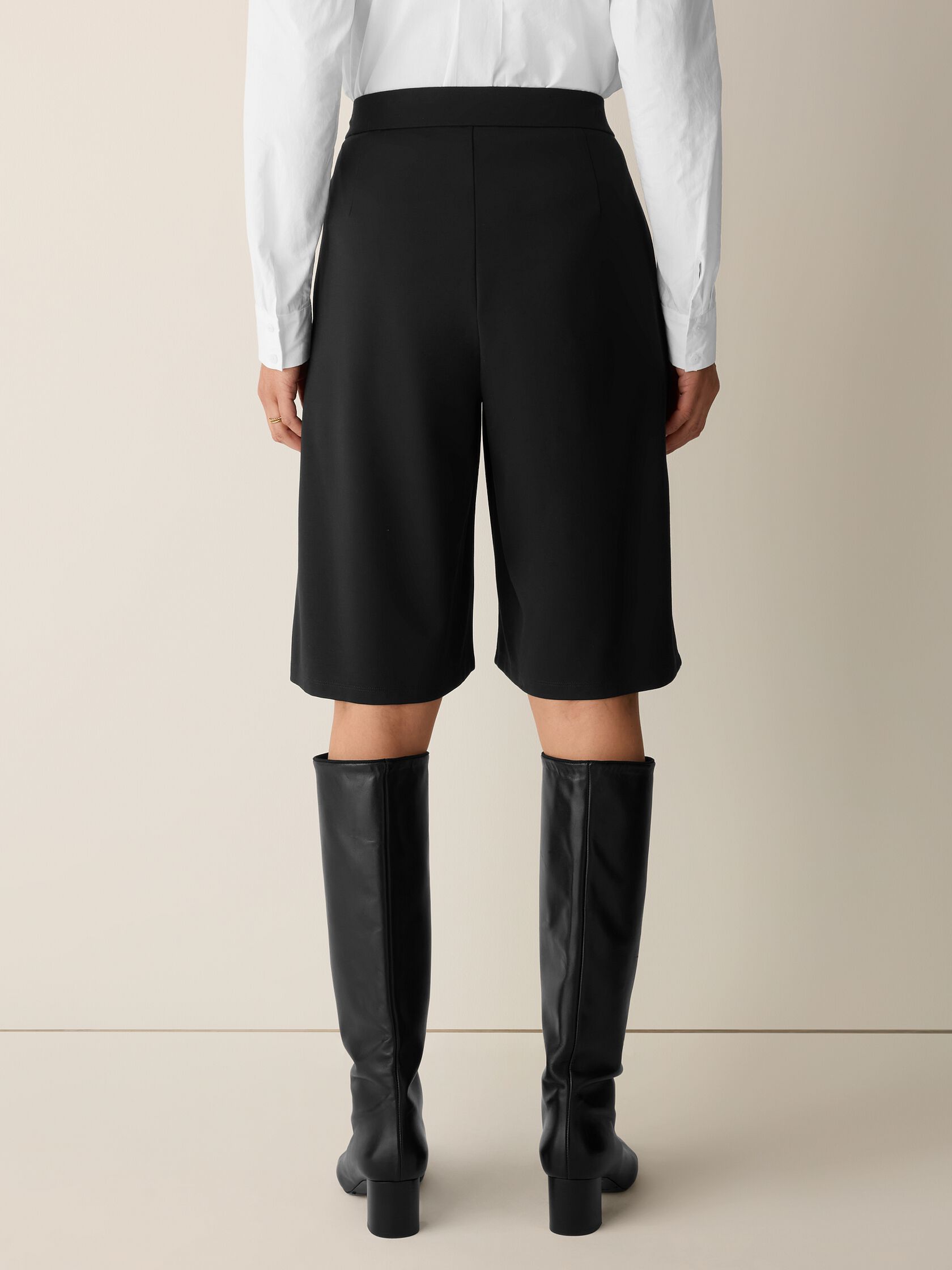 Extra-Fine Ponte Pleated Shorts