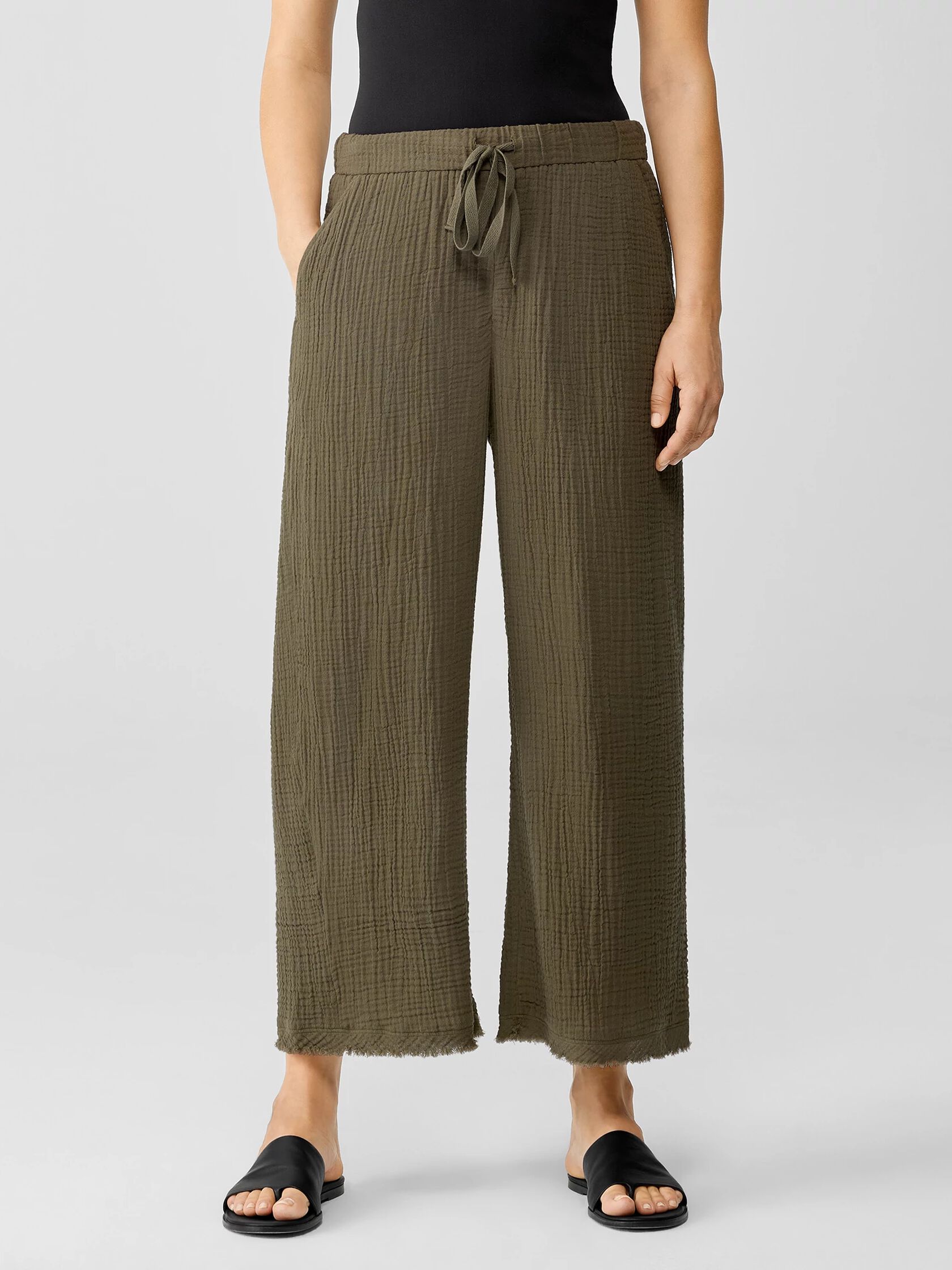 Organic Cotton Gauze Wide-Leg Pant