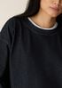 Cotton Indigo Knit Denim Crew Neck Top