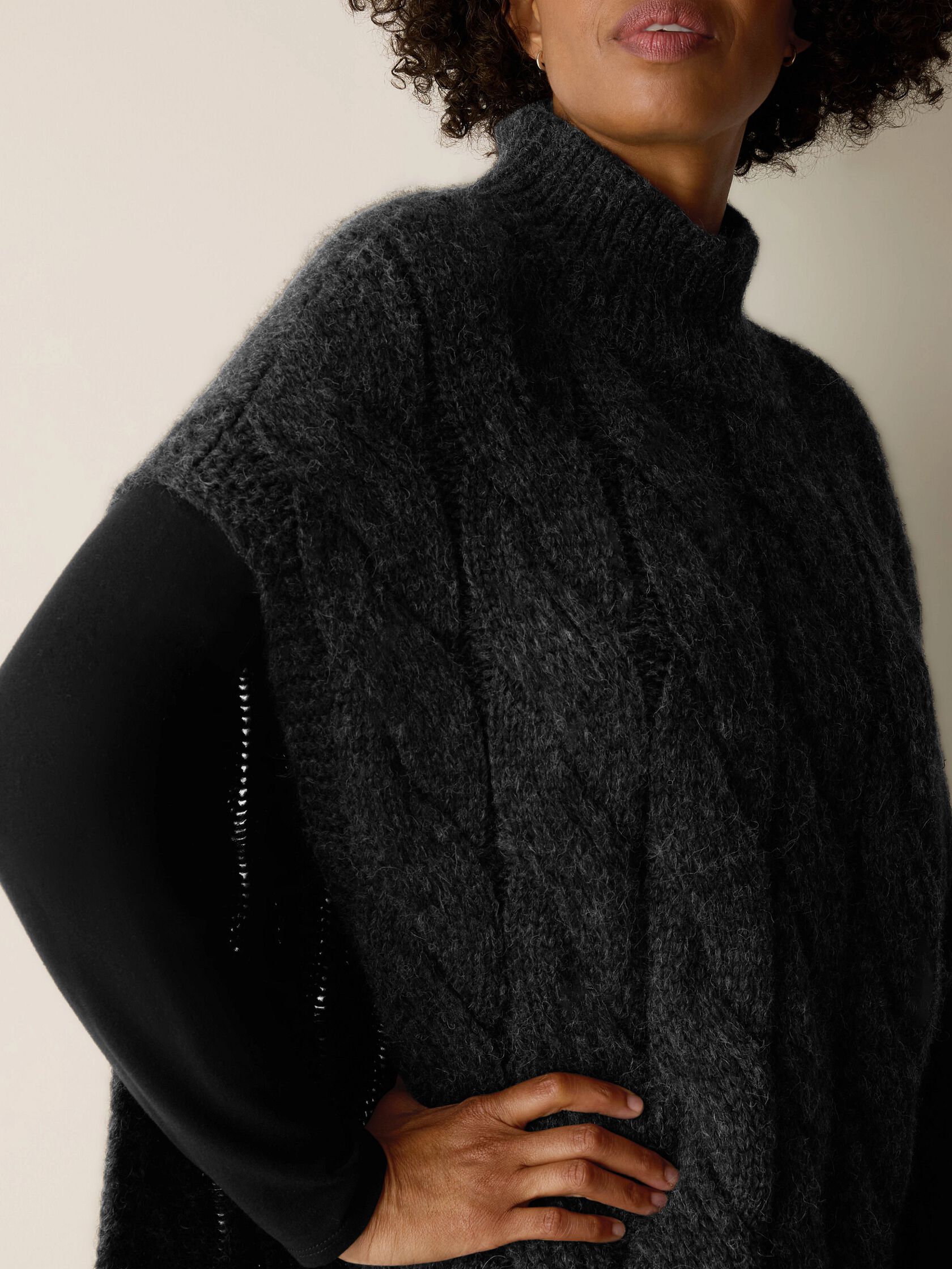 Alpaca Blend Turtleneck Poncho