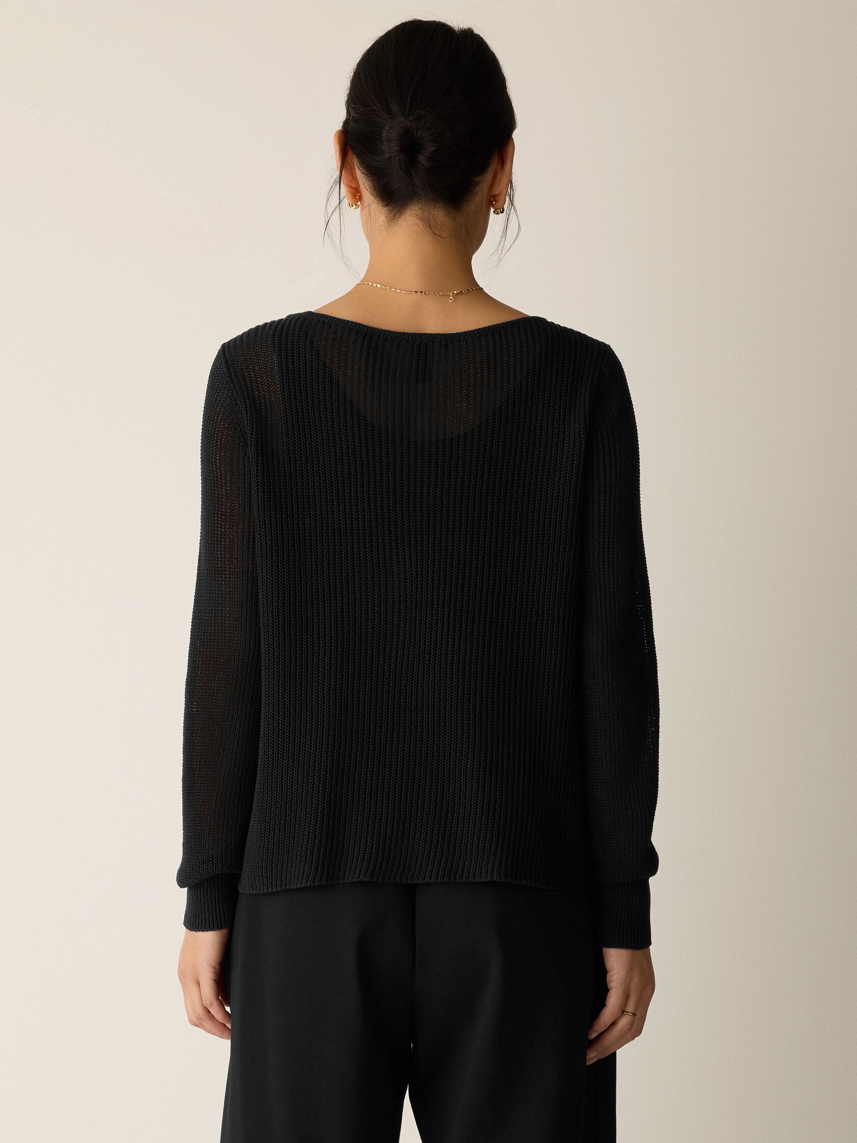 Cotton Silk Cord Ballet Neck Top