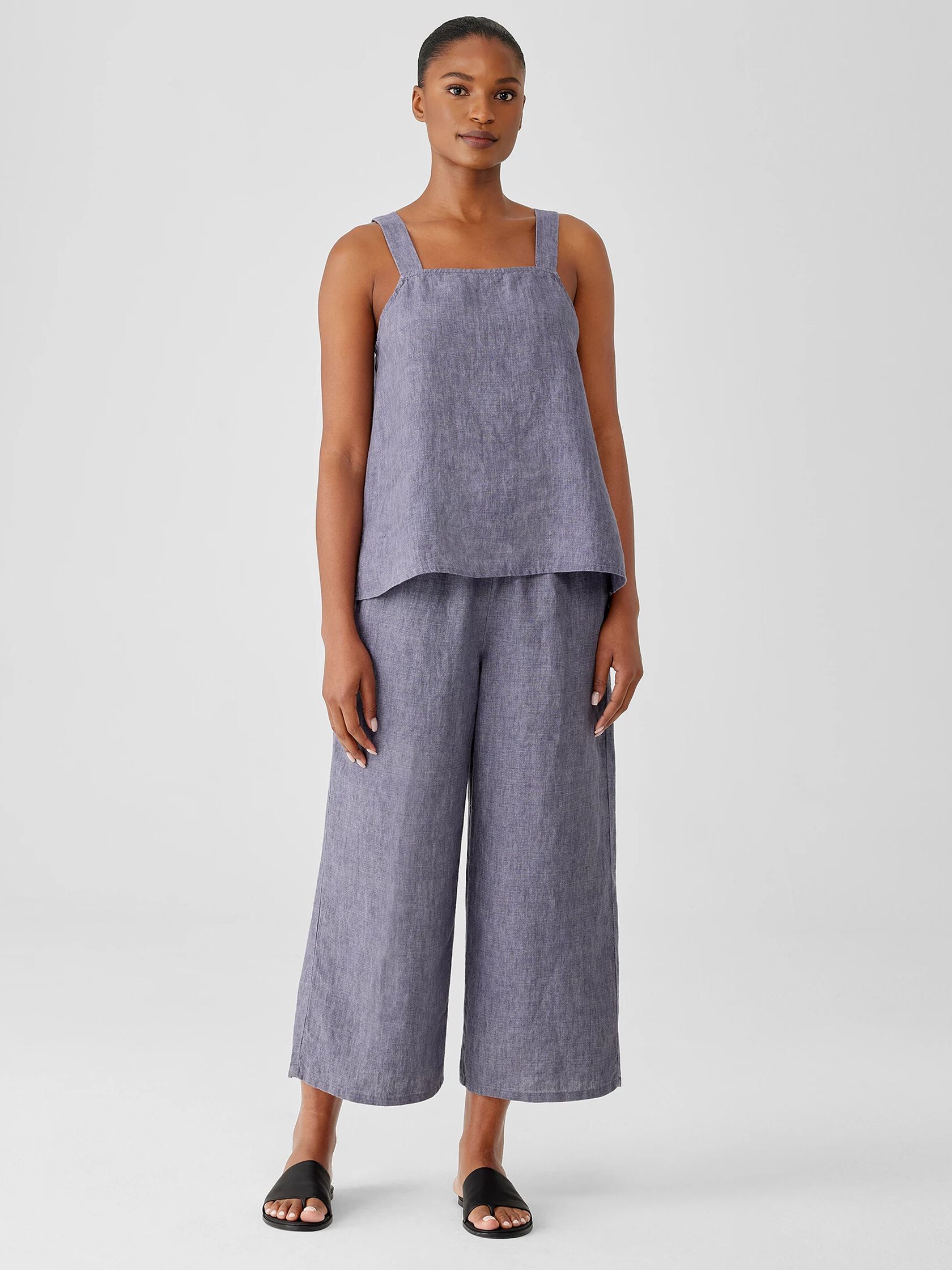 Washed Organic Linen Delave Tank