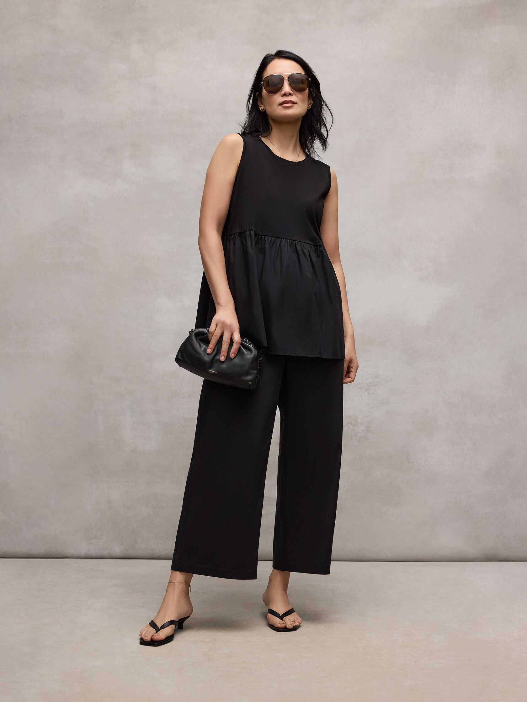 Organic Cotton Poplin Round Neck Long Top