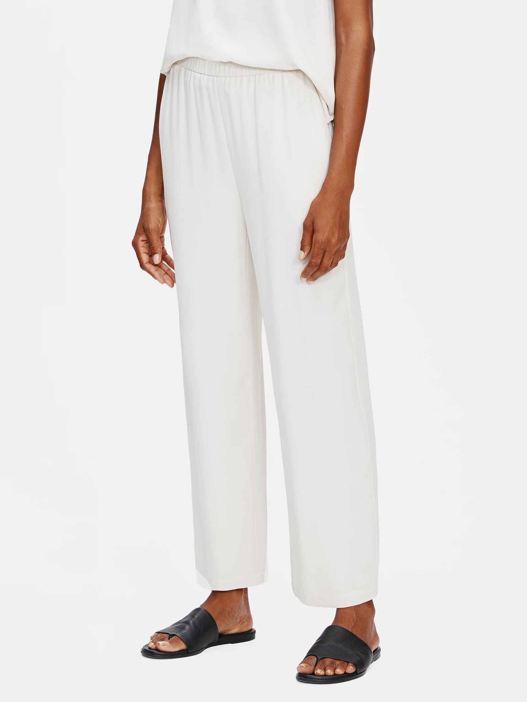 System Silk Georgette Straight Ankle Pant