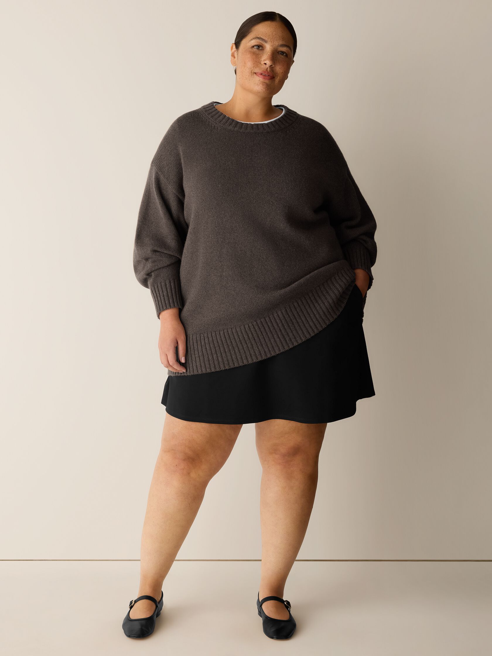 Washable Flex Ponte Flared Mini Skirt
