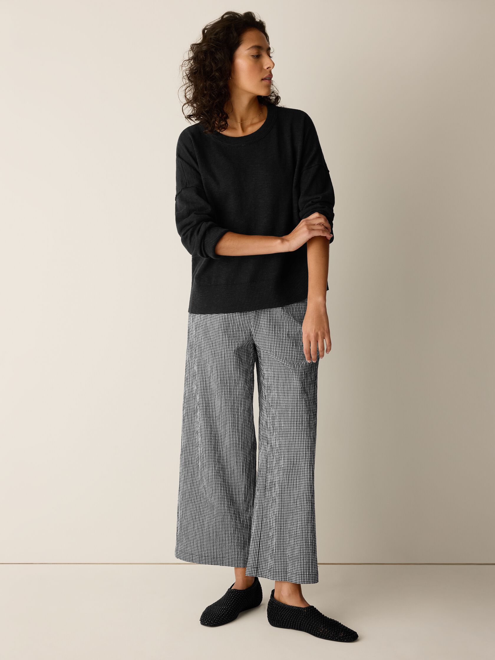 Organic Linen Cotton Slub Crew Neck Top