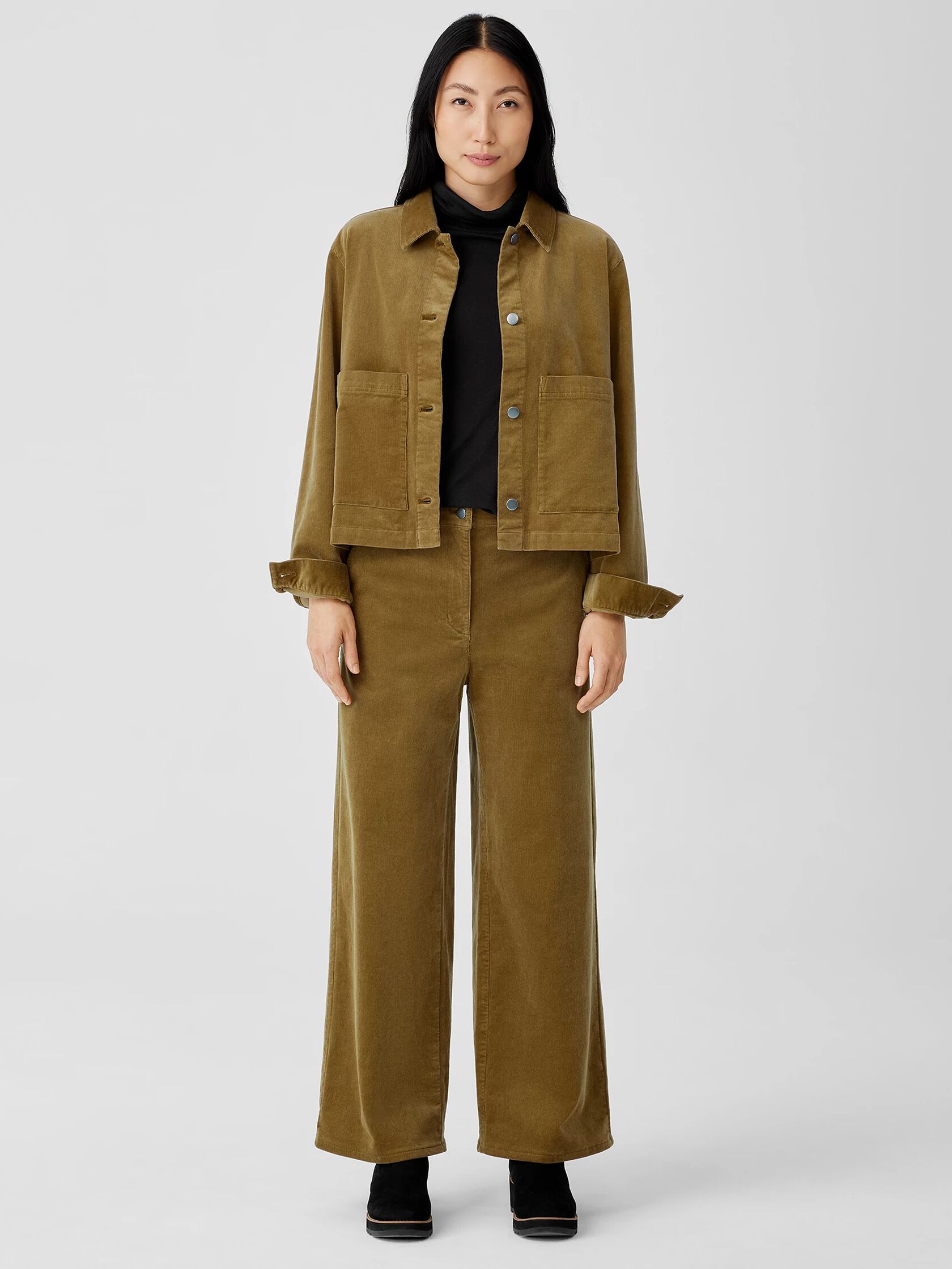 Organic Cotton Stretch Corduroy Wide-Leg Pant