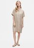 Washed Organic Linen Delave Mandarin Collar Shirtdress