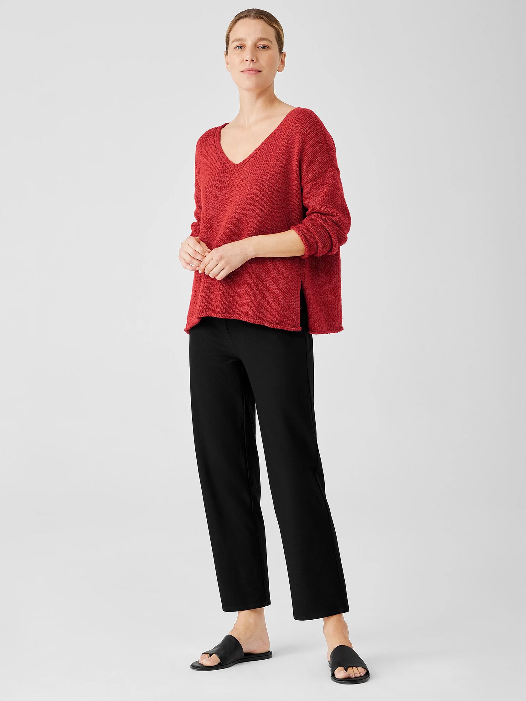 Peruvian Organic Cotton Crimp V-Neck Top