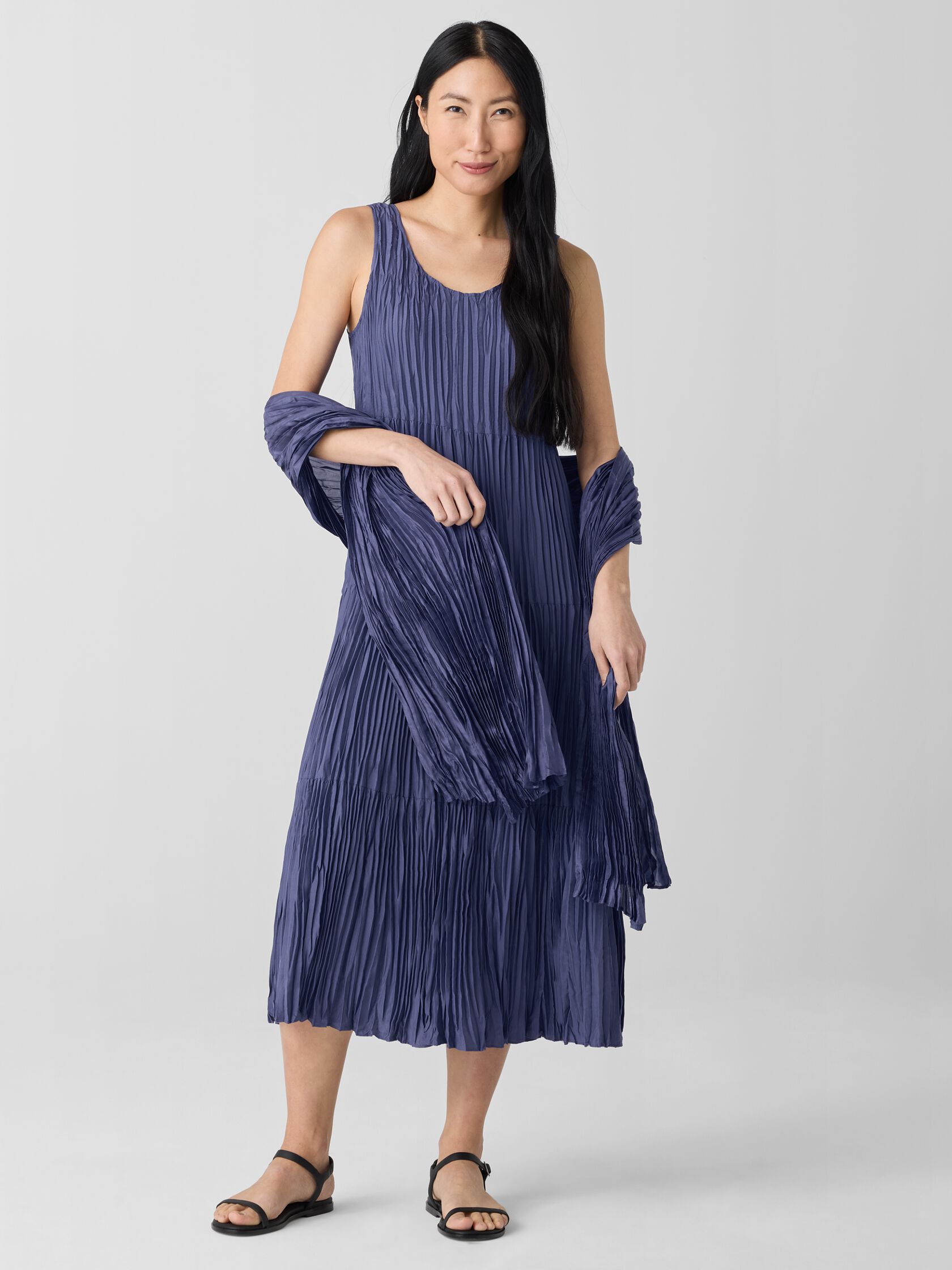 Crushed Silk Tiered Dress