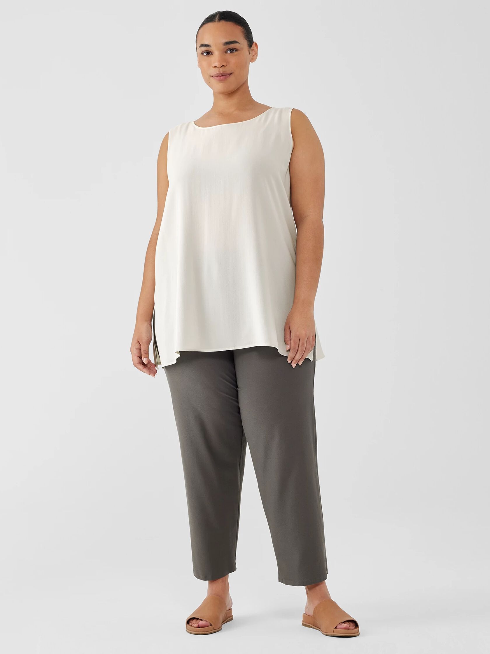 Washable Stretch Crepe Straight Pant