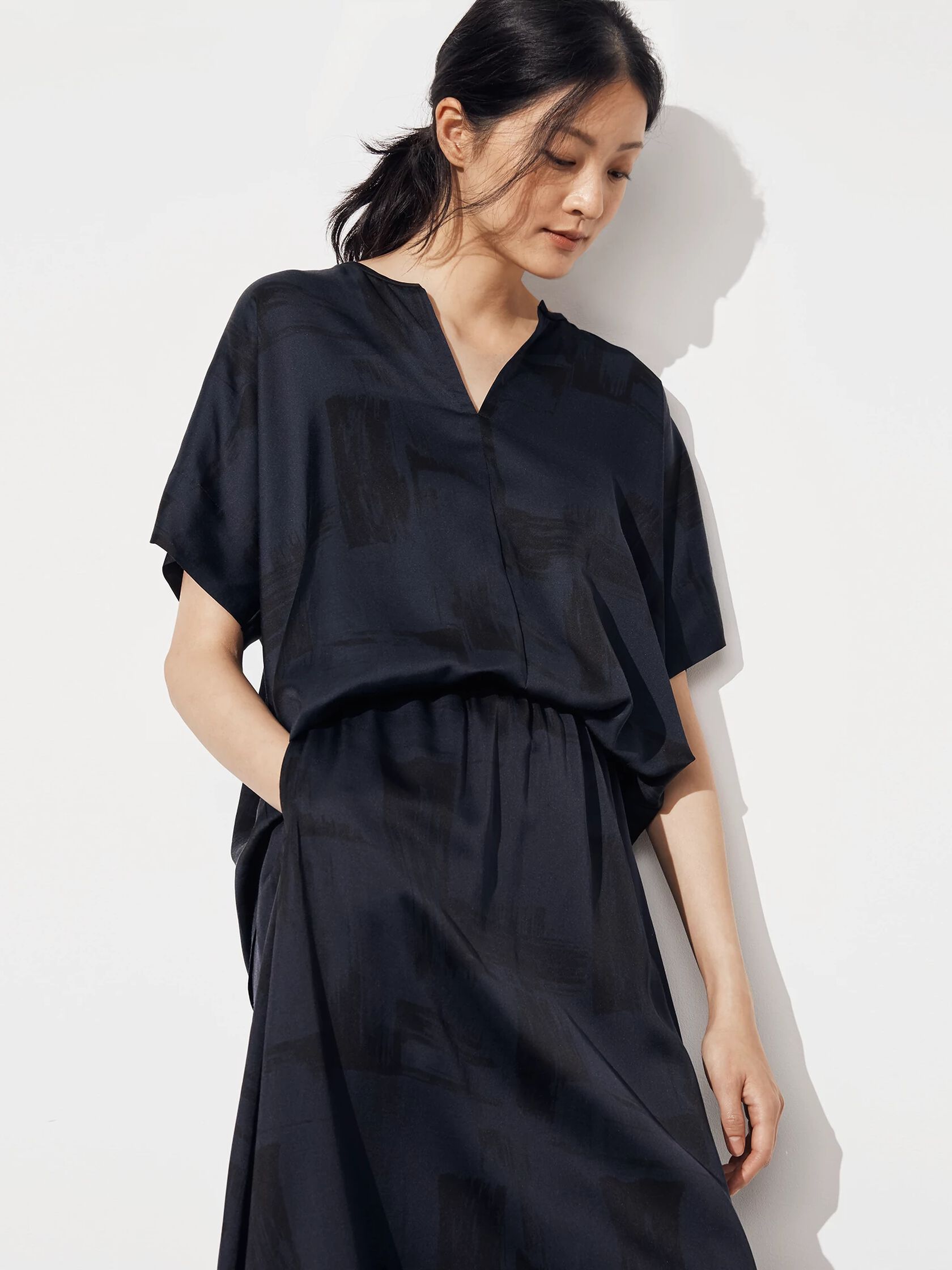 Silk Organic Cotton Brushstroke Boxy Shirt