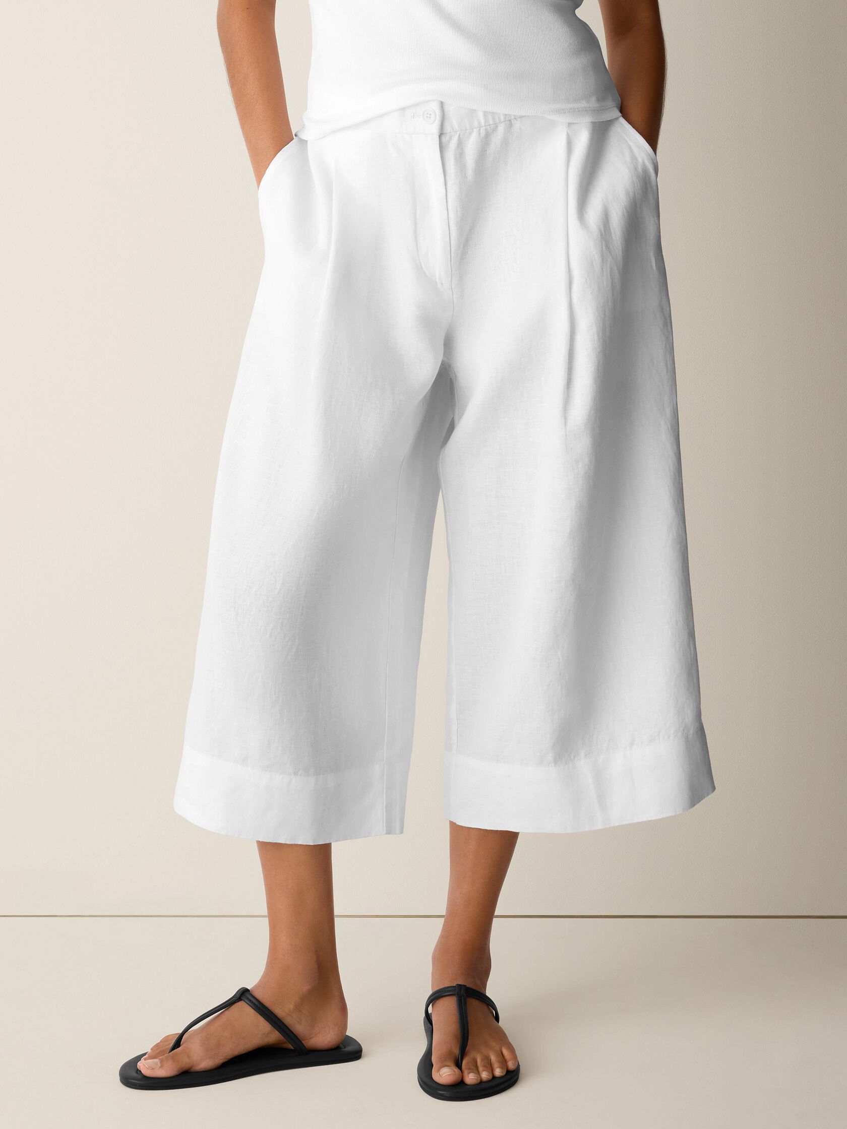 Organic Linen Pleated Culotte