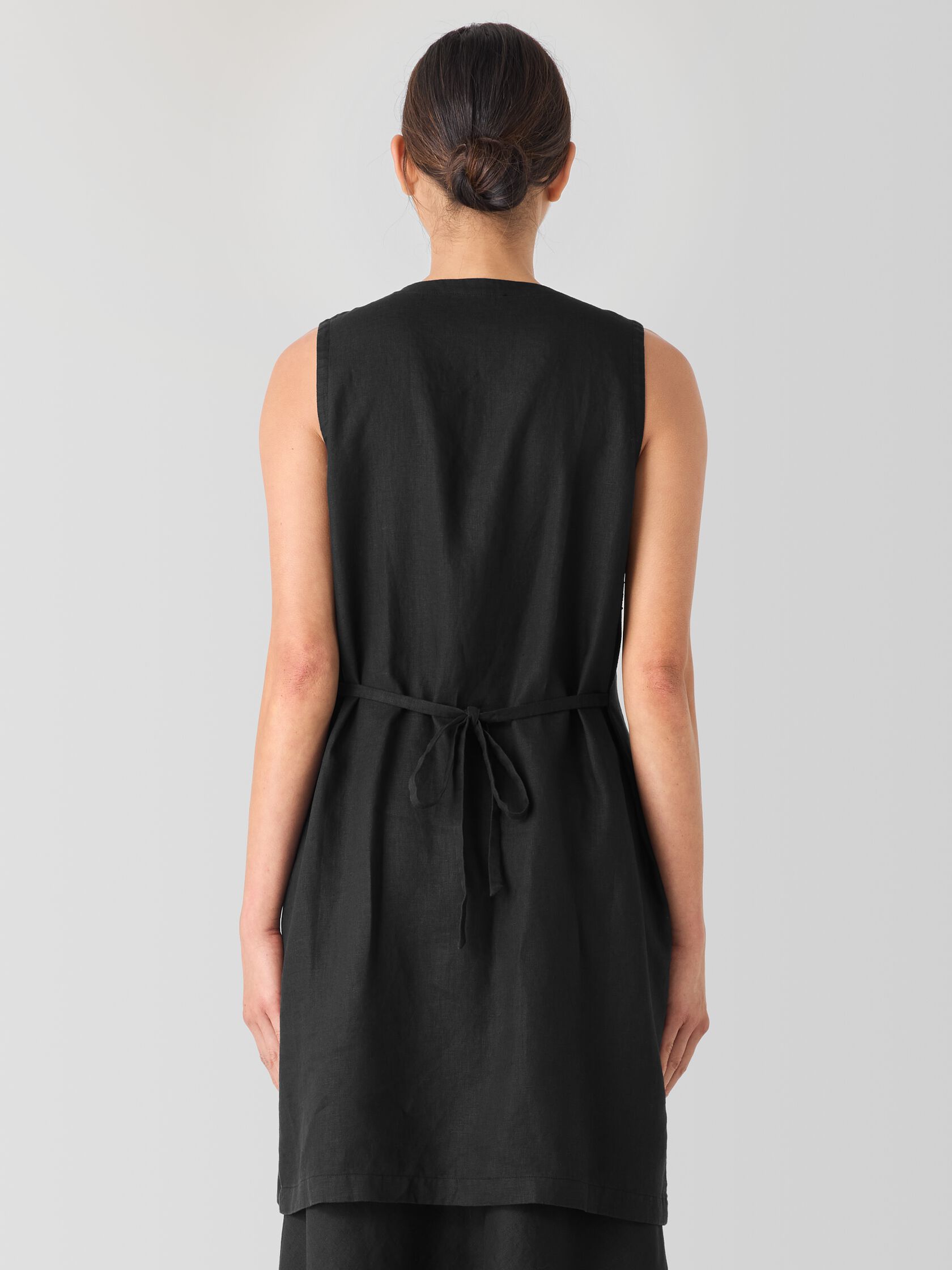 Organic Linen Round Neck Long Vest