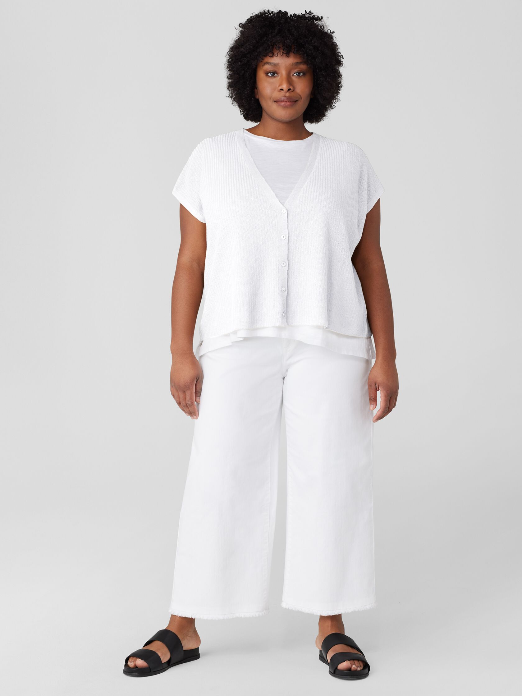 Organic Linen Cotton Short-Sleeve Cardigan