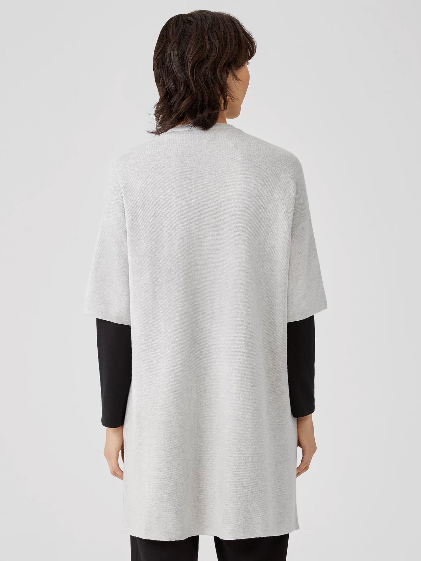 Organic Cotton Silk Elbow-Sleeve Cardigan