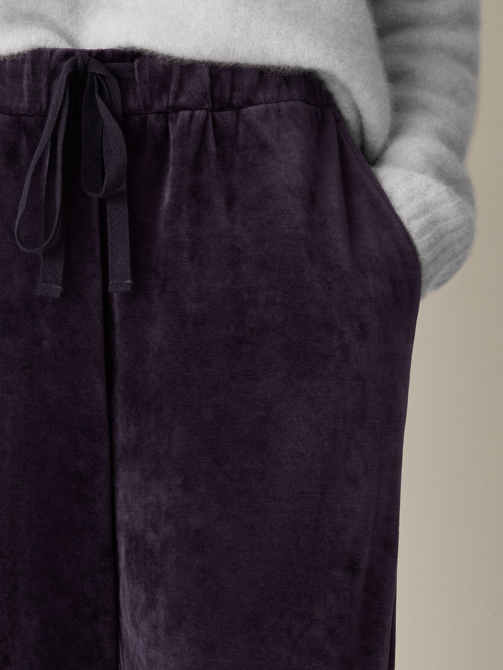 Cozy Velour Knit Wide-Leg Pant