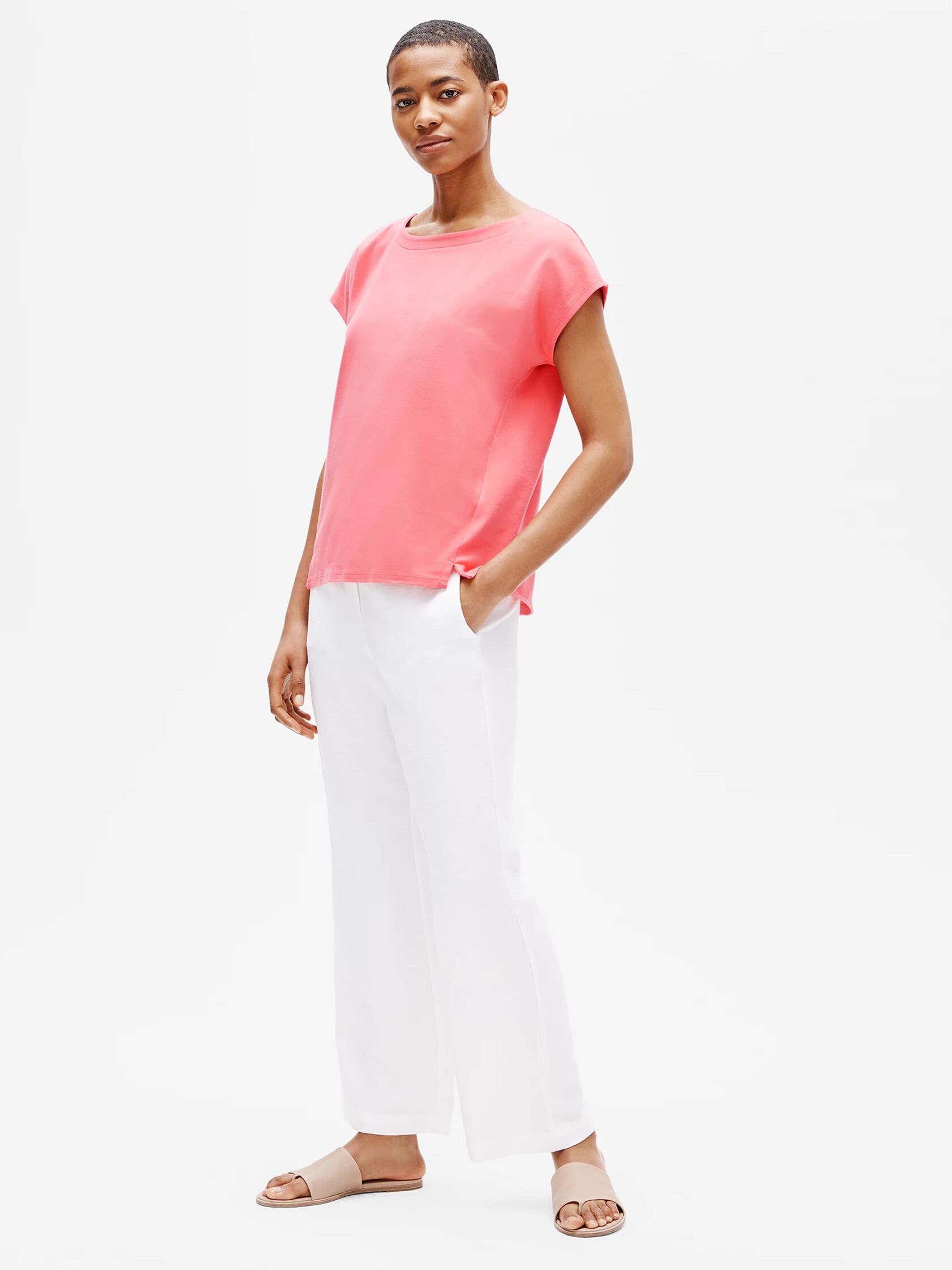 Organic Cotton Interlock Bateau Neck Top