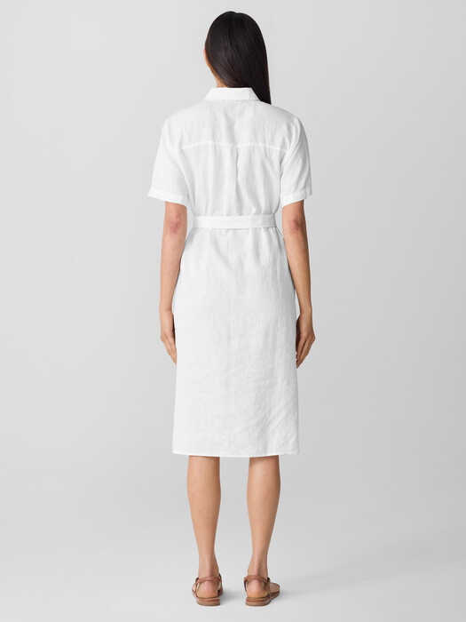 Eileen Fisher - Women's Organic Linen Classic Collar Shirtdress - White - Size: Petite Large Petites Eileen Fisher - Women's Organic Linen Classic Collar Shirtdress - White - Size: Petite Large Petites