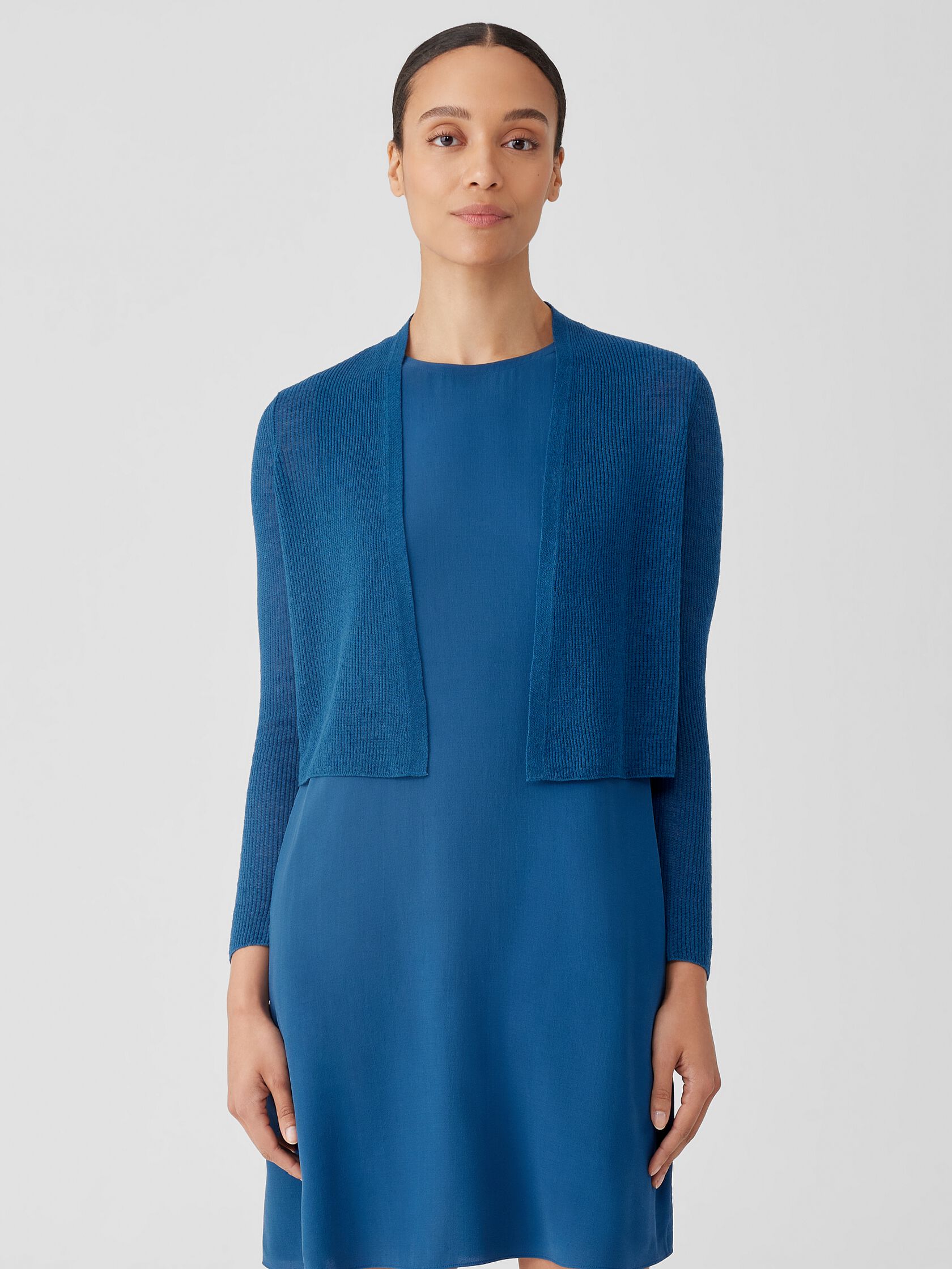 Organic Linen Cotton Airy Tuck Cropped Cardigan