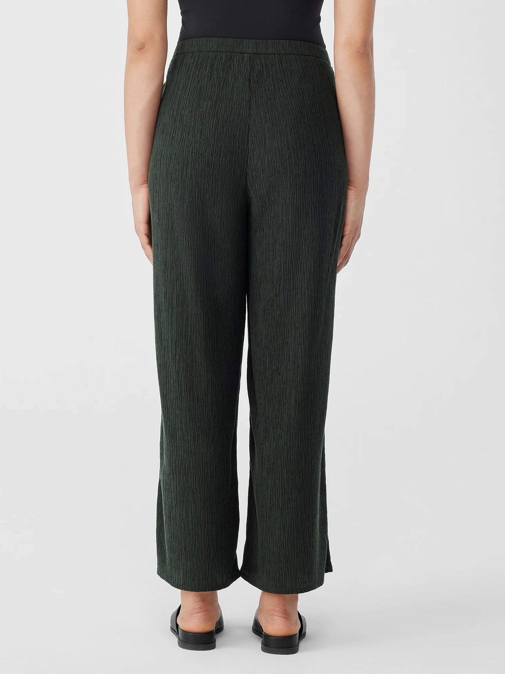 Woven Plisse Wide-Leg Pant