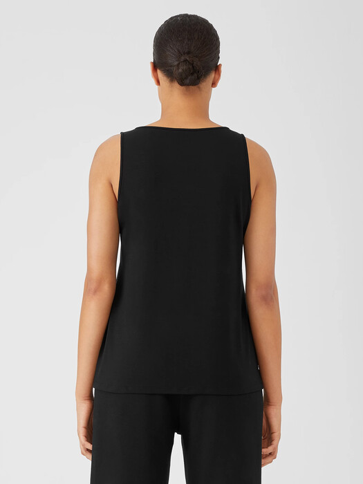 Stretch Jersey Knit Jewel Neck Tank