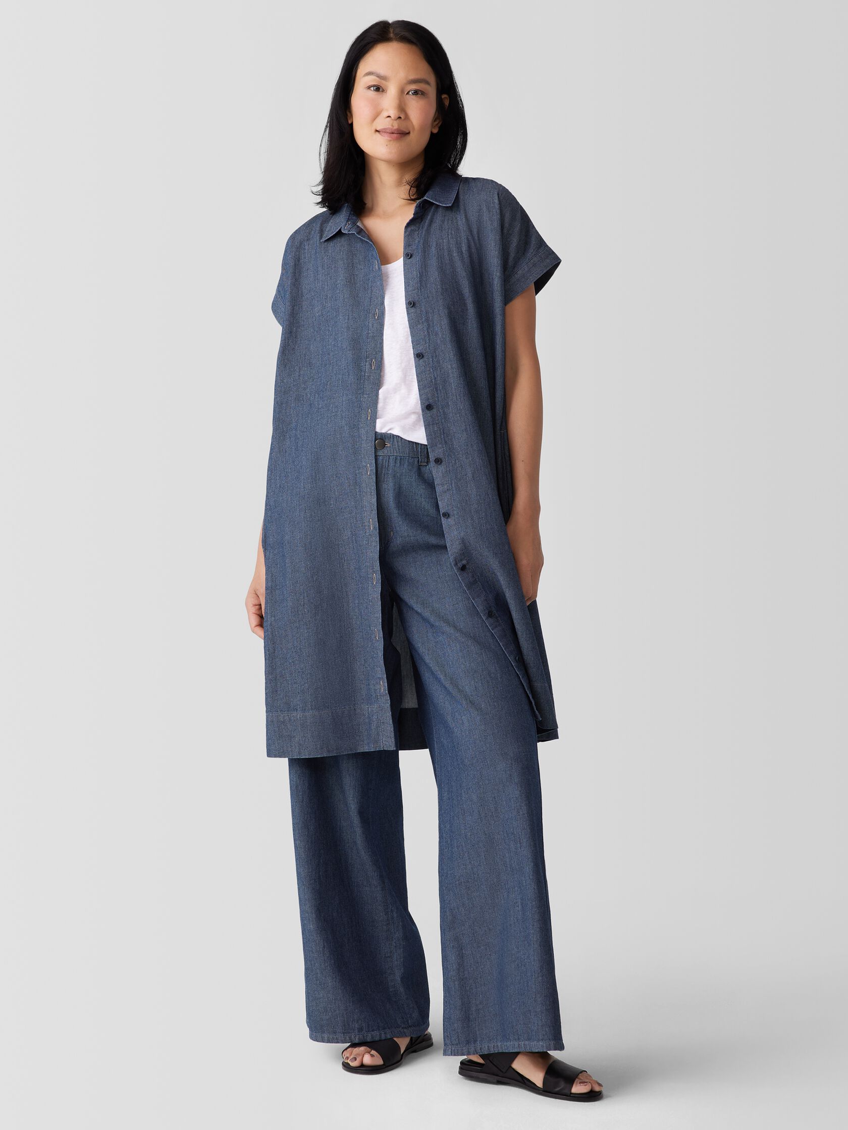 Airy Organic Cotton Twill Shirtdress