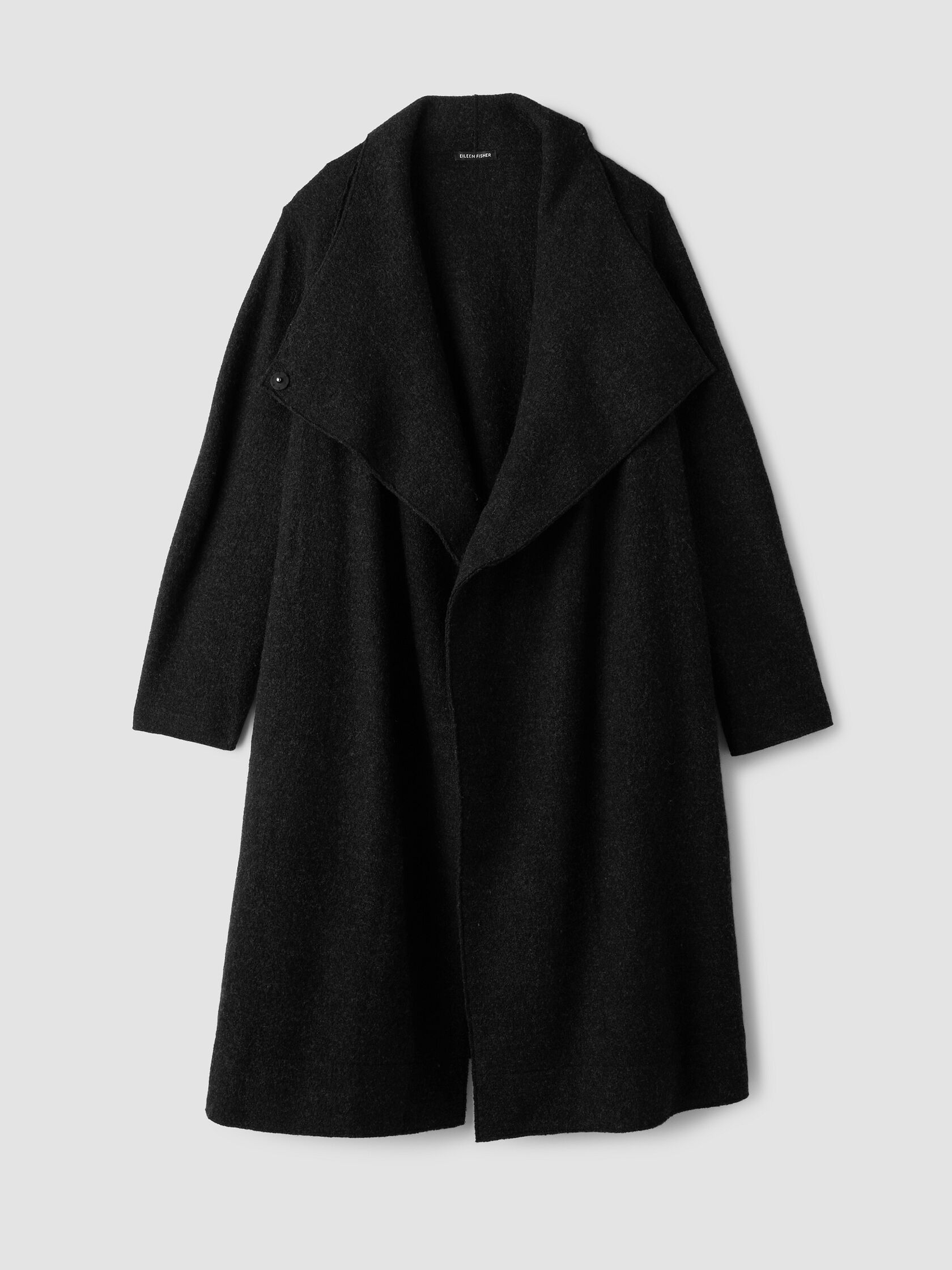 Lightweight Boiled Wool Drape Neck Coat in Regenerative Wool