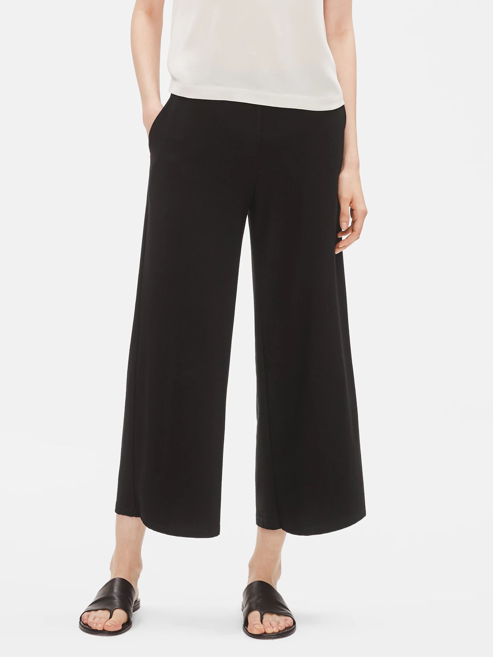 System Lightweight Washable Stretch Crepe Wide-leg Pant