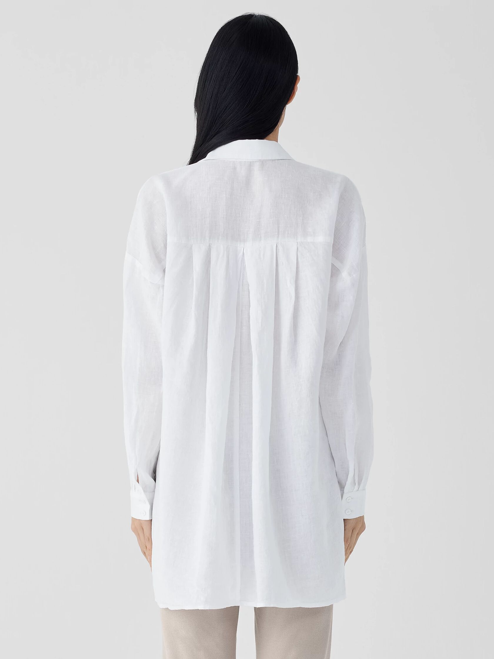 Organic Handkerchief Linen Classic Collar Long Shirt