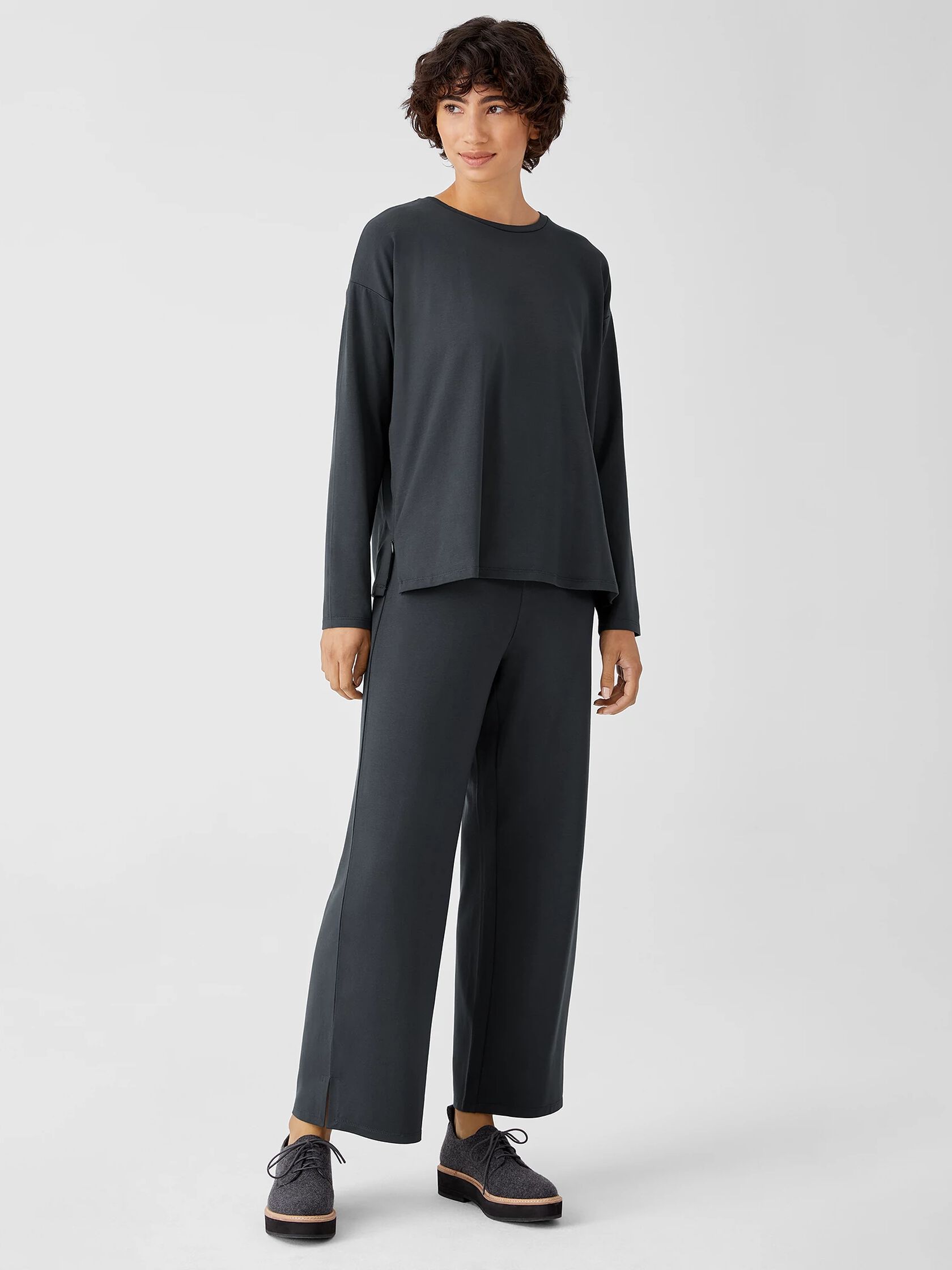 Stretch Jersey Knit Side-Zip Box-Top