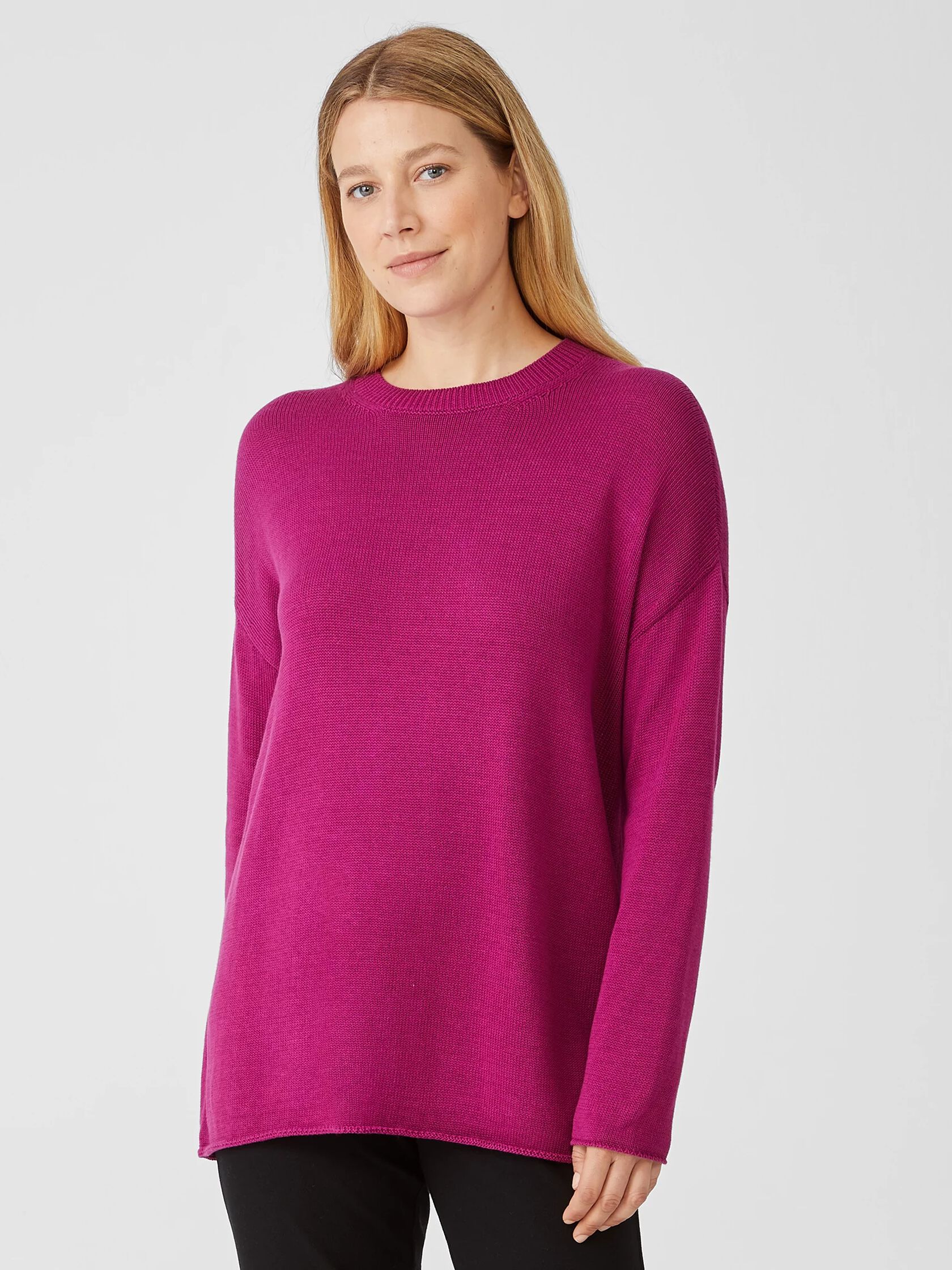 Peruvian Organic Cotton Blend Crew Neck Top | EILEEN FISHER