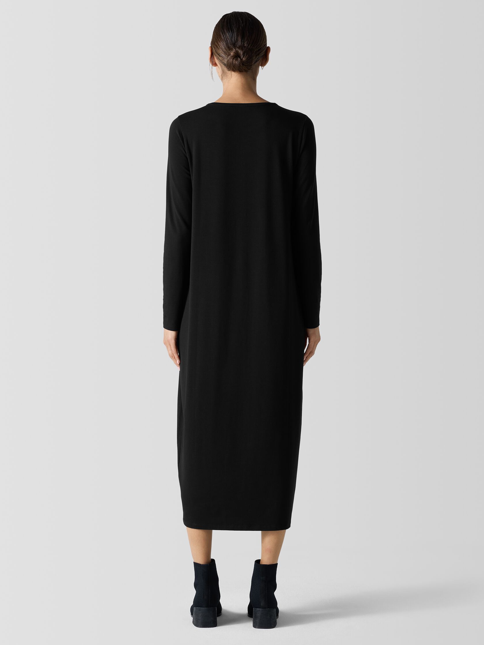 Stretch Jersey Knit Round Neck Dress