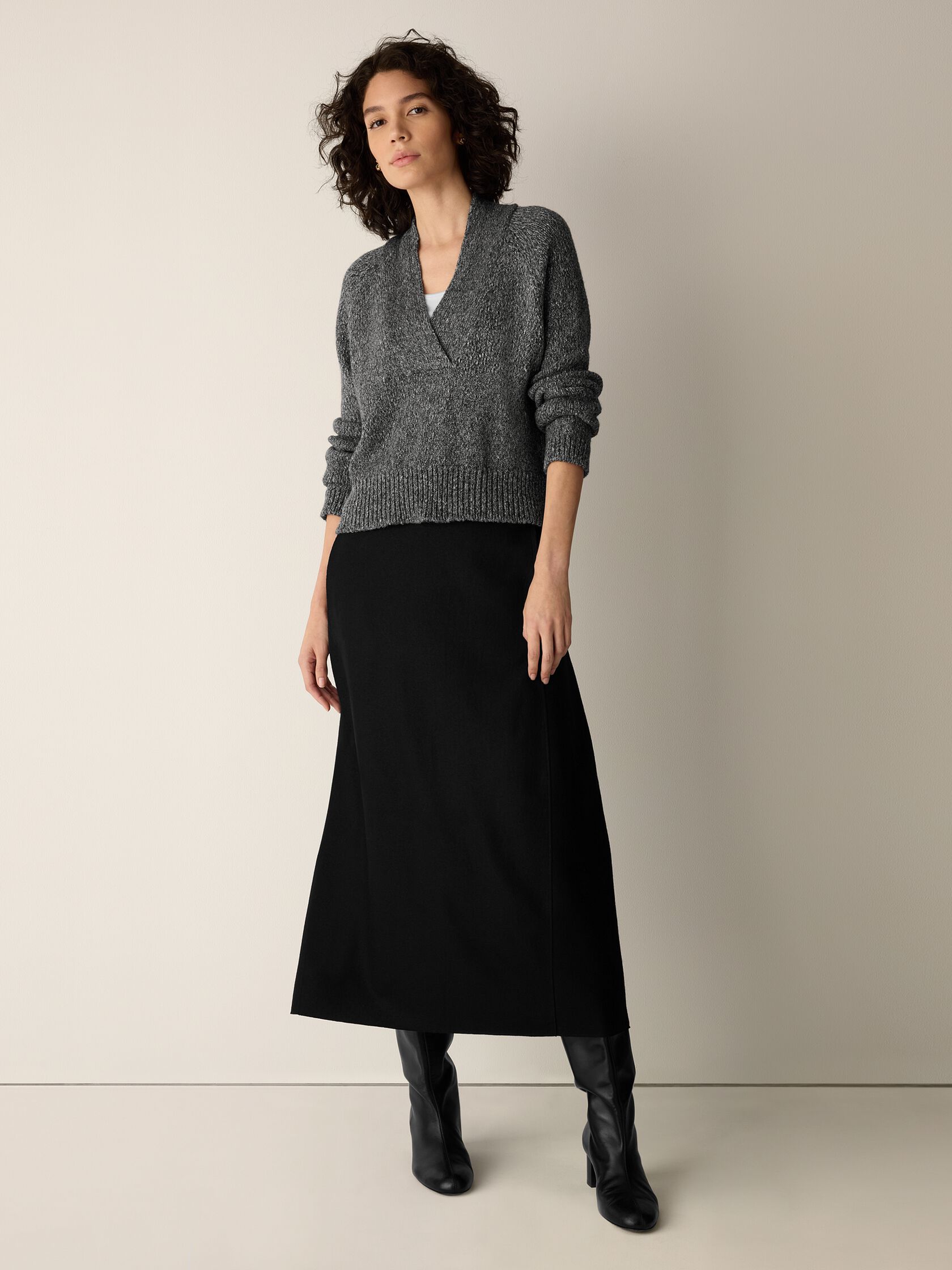 Peruvian Baby Alpaca & Cotton V-Neck Top