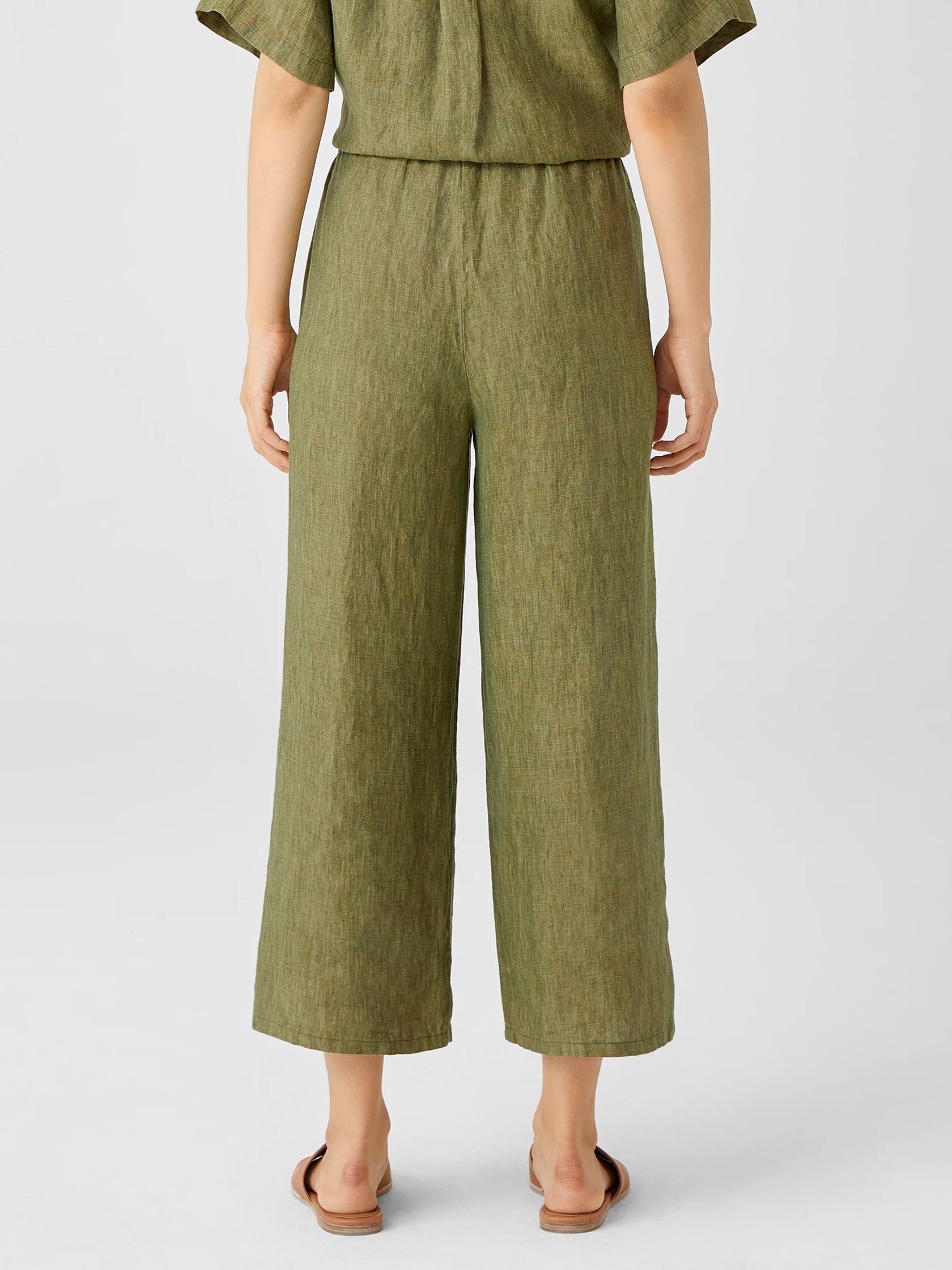 Washed Organic Linen Delave Wide-Leg Pant
