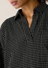 Windowpane Crinkle Weave Split Neck Shirt