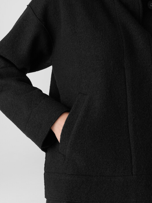 Lightweight Boiled Wool Stand Collar Jacket in Regenerative Wool