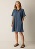 Cotton Blend Stripe Stitch Classic Collar Dress