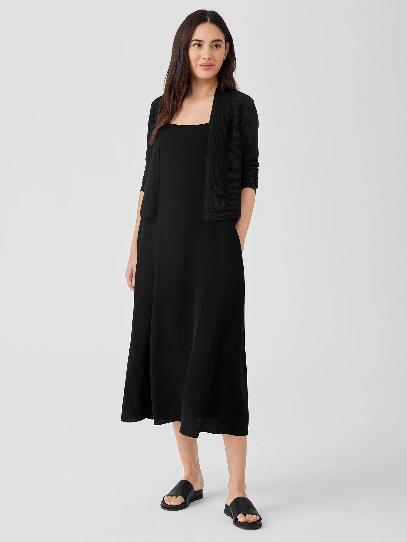 Organic Linen Cotton Airy Tuck Cropped Cardigan