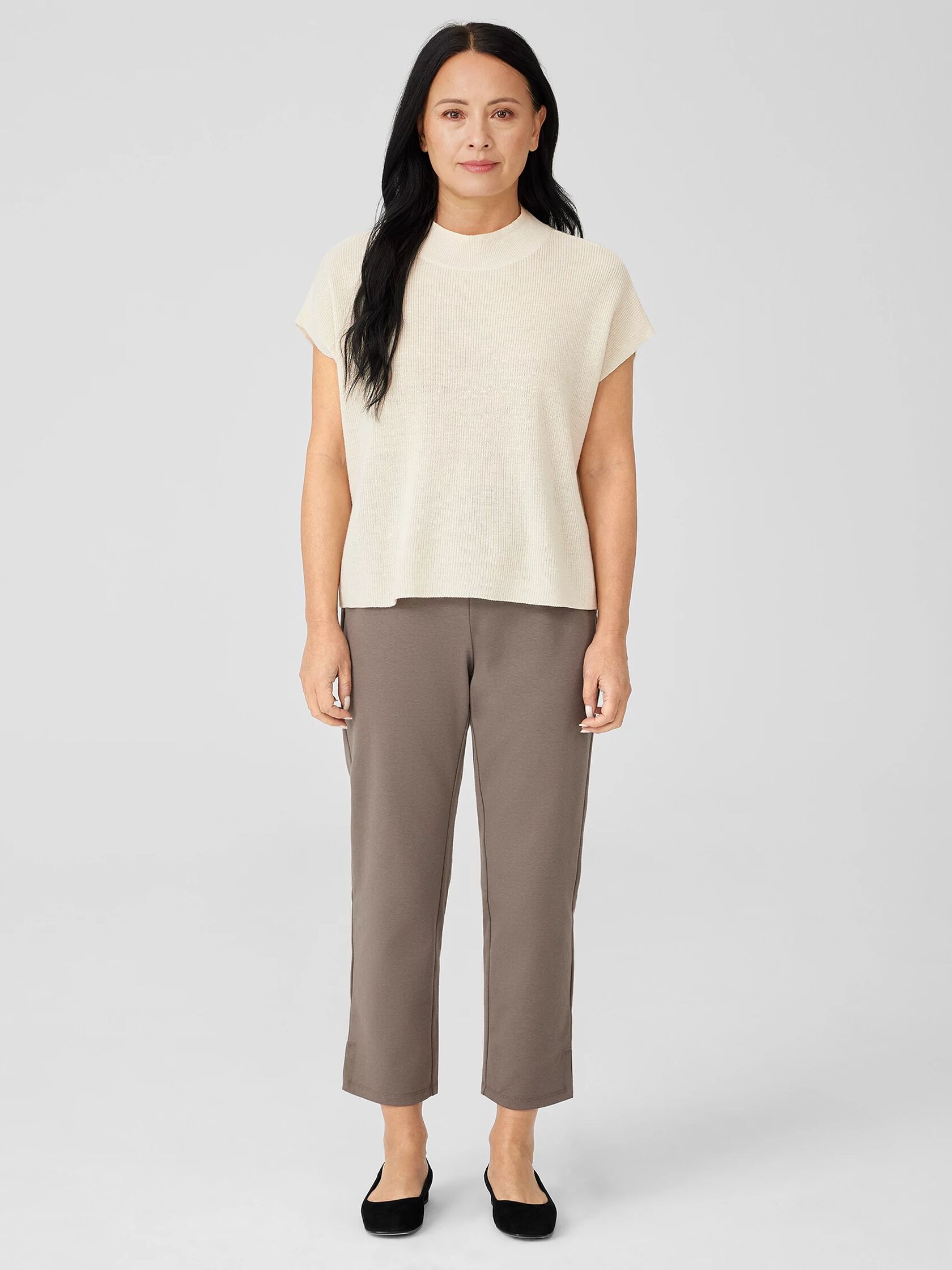 Cotton Blend Ponte Pant with Slits