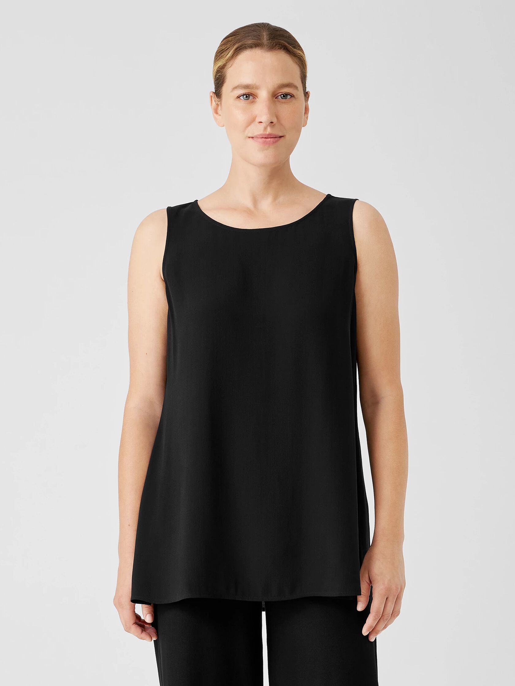 Silk Georgette Crepe Ballet Neck Tank