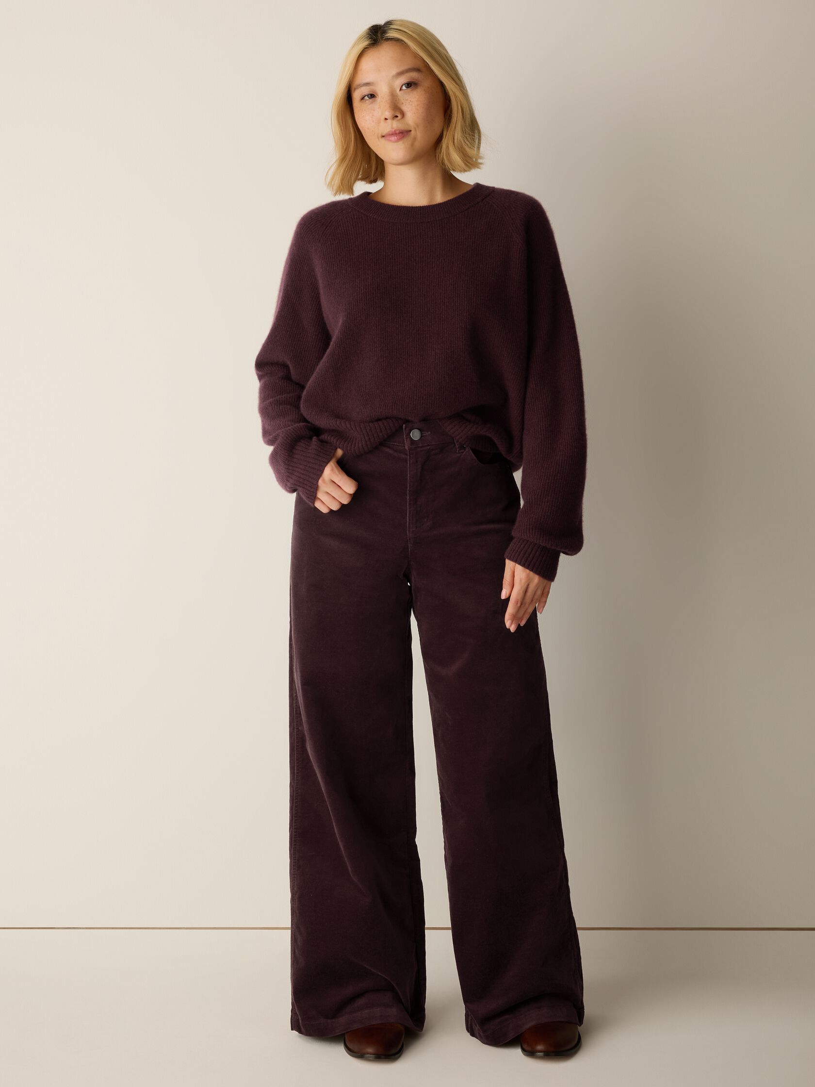 Brushed Organic Cotton Wide-Leg Pant