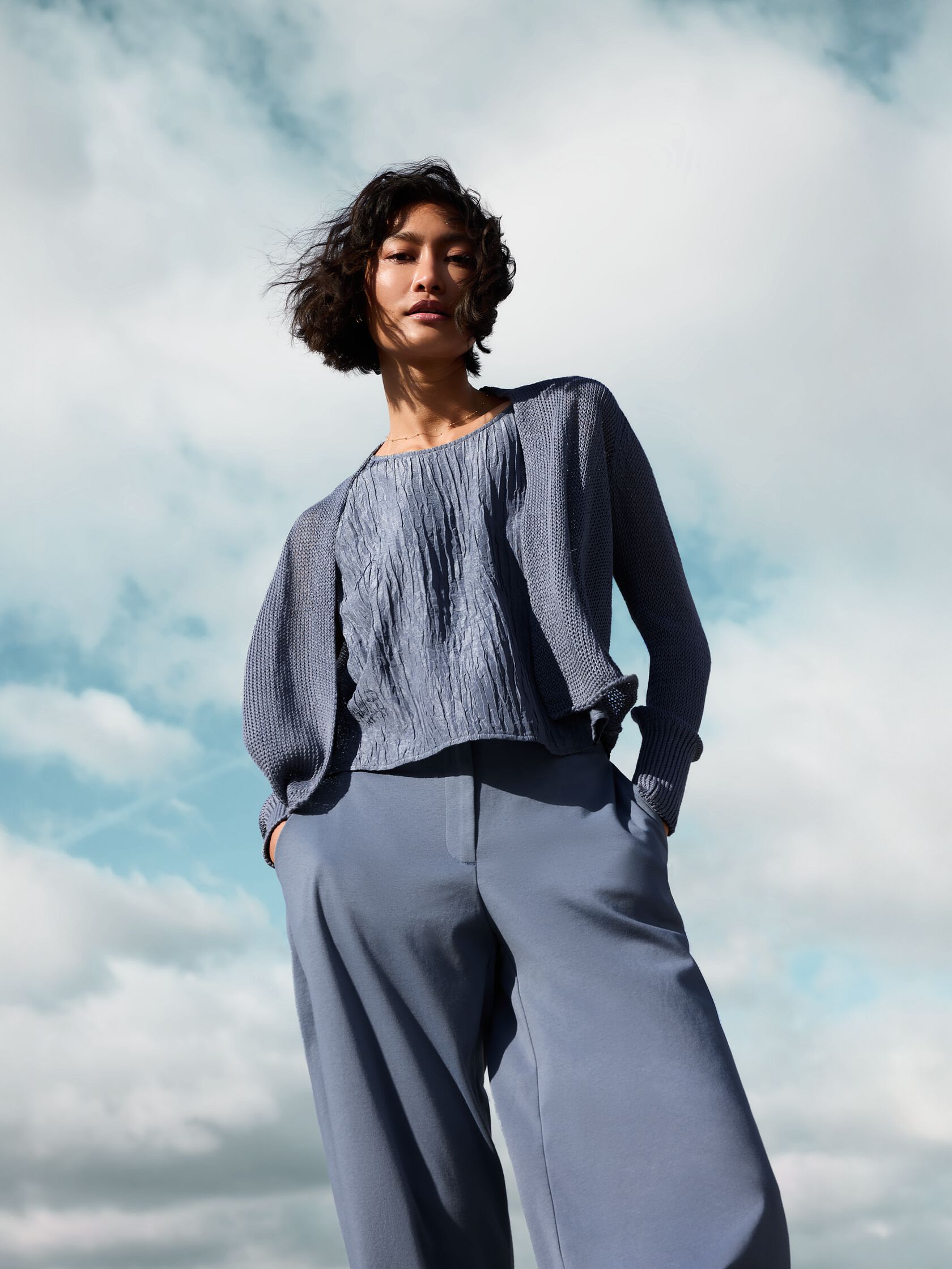 Organic Linen Cotton Cropped Cardigan