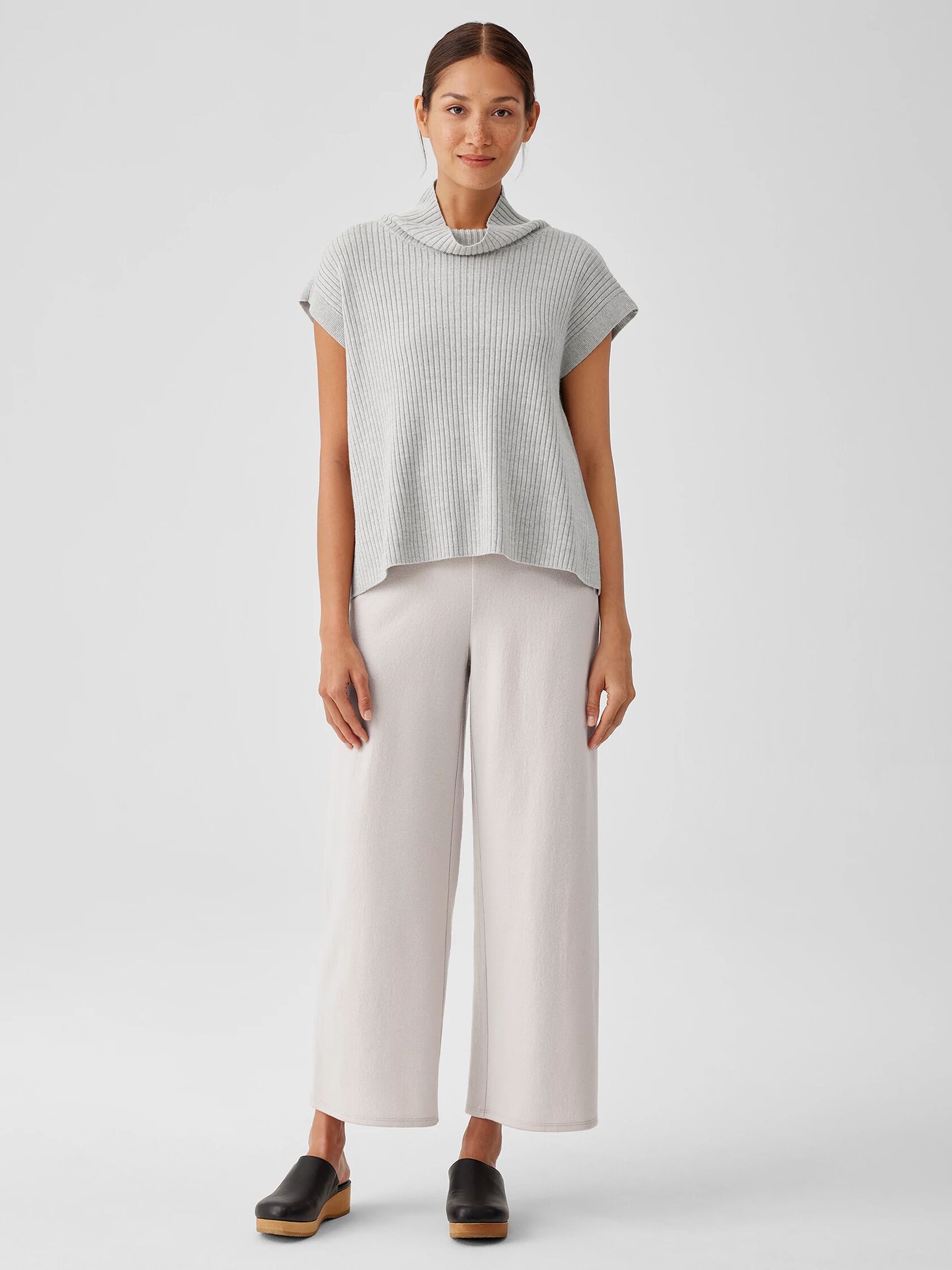 Boiled Wool Jersey Wide-Leg Pant